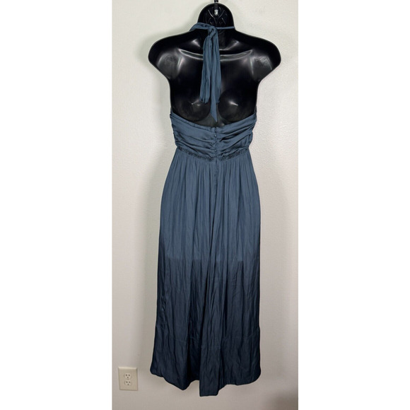 J. Crew Satin Halter Cut-Out Midi Dress Blue Timeless Romantic, 4 NWT - Picture 6 of 13